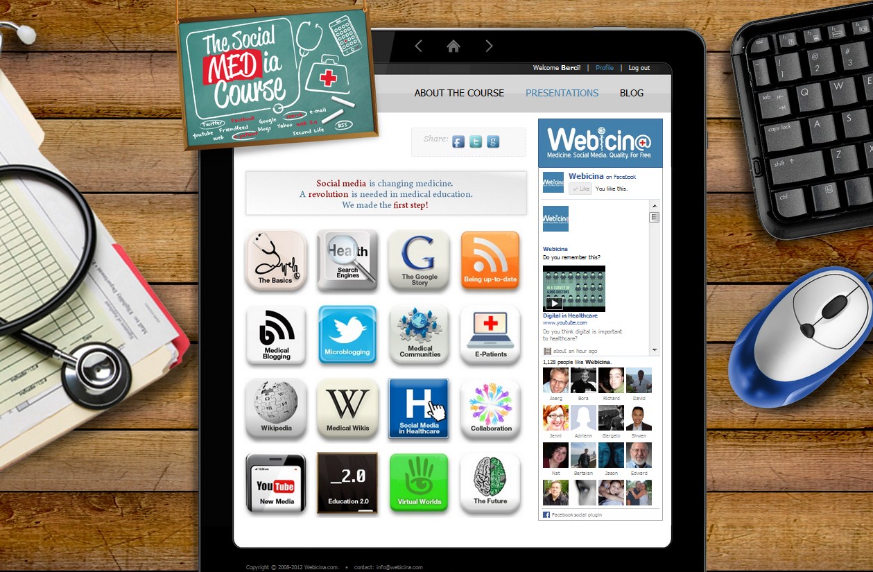 the social media course main page